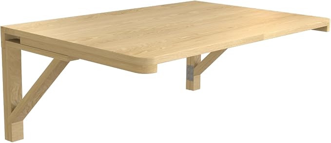 MM MELISEN Solid Wood Wall-Mounted Folding Table in Natural, 23.6" D x 15.7" W. - Image 5