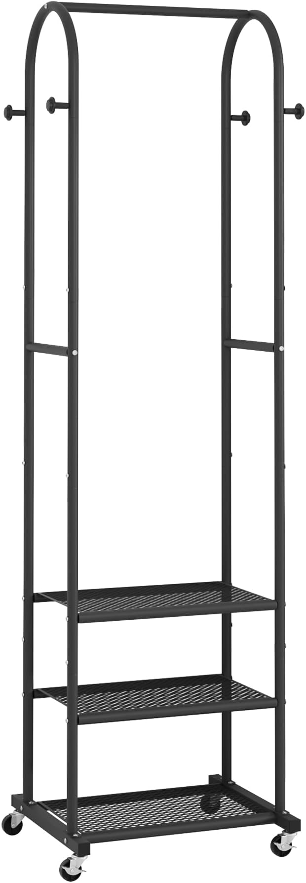 Heavy Duty Clothing Rack with Wheels, Modern Garment Rack with 3 Metal Shelves - Image 2