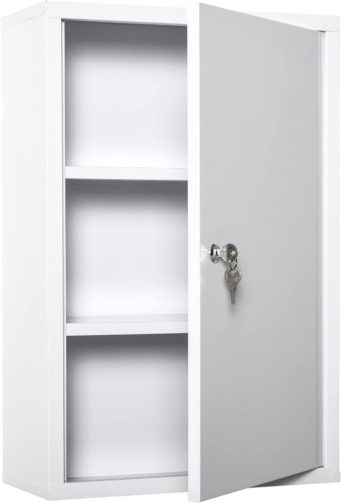 kleankin Steel Wall Mount Medicine Cabinet 3 Tier Emergency Box by Kleankin