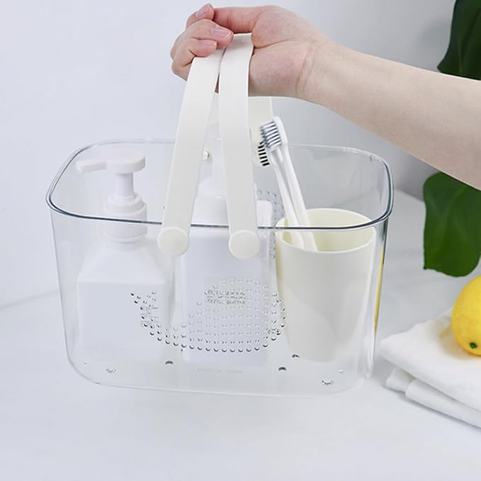 Ergonomic Handle Plastic Storage Basket Bathroom Organizer - Image 5