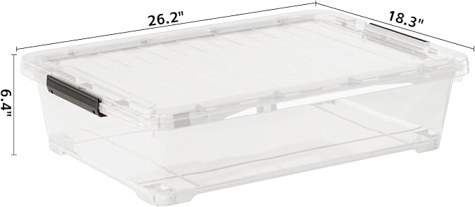 3-Pack Under Bed Wheeled Storage Box, 40 Qt Underbed Plastic Containers Bins - Image 2