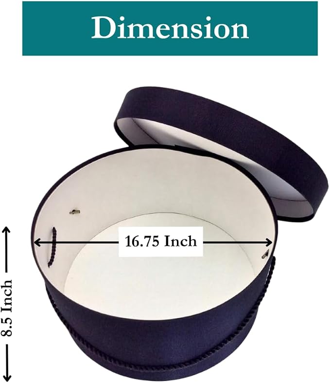 Sarah's Hat Boxes Classic Black Hat Box – 16.75" x 8.5" Handmade in USA – - Image 5