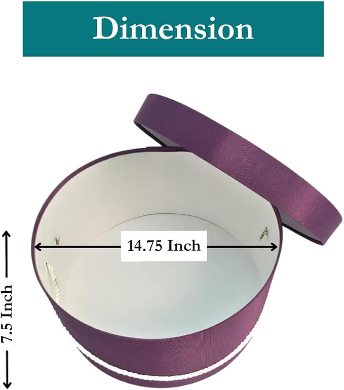 Sarah's Hat Boxes Classic Amethyst Hat Box – 14.75" x 7.5" Handmade in USA – - Image 5