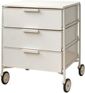 3-Drawer Rotatable End Table, Storage End Table Sofa Side Cabinet, Modern Cream by Unknown