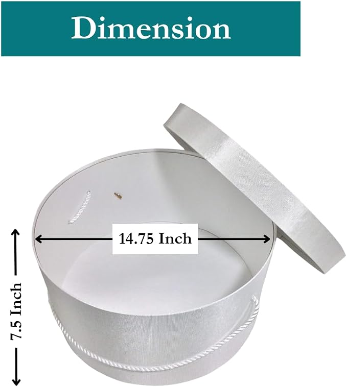 Sarah's Hat Boxes Classic White Hat Box – 14.75" x 7.5" Handmade in USA – - Image 3