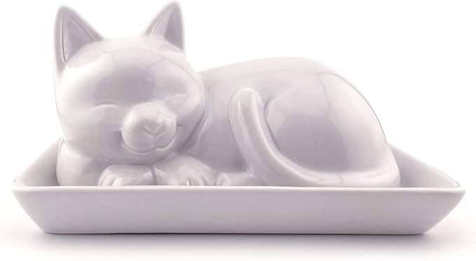 Adorable Cat Ceramic Butter Dish by Kwirkworks