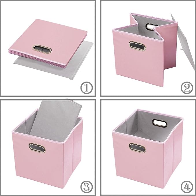 PRANDOM Leather Foldable Cube Storage Bins 11x11 inch Fabric Storage Baskets - Image 6