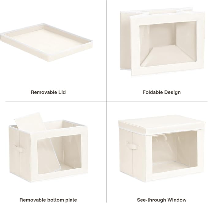 Storage Bins with Lids, 4 Pack Large Storage Cubes with Window, Closet Bins - Image 7