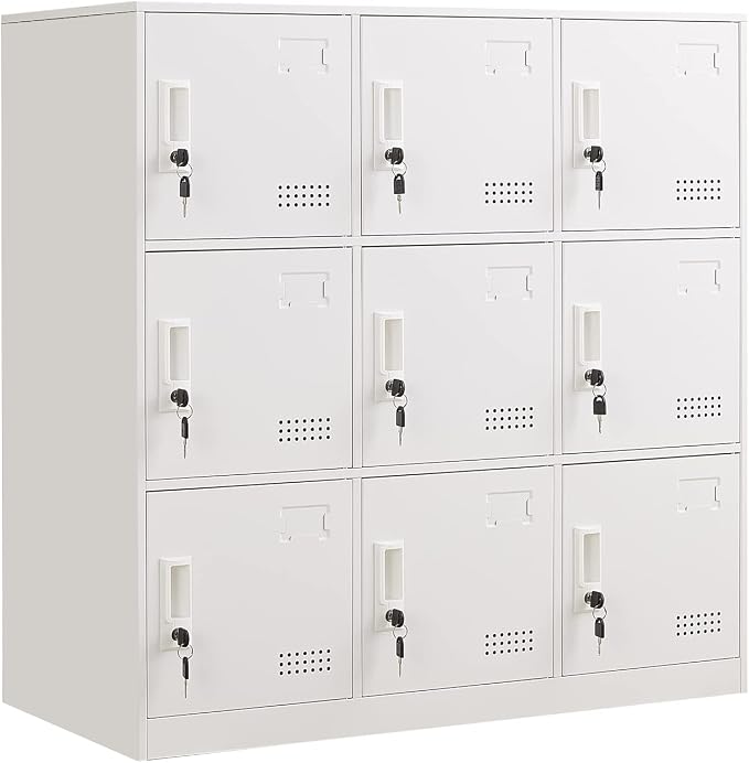 Metal Locker 9 Door Storage Cabinet, Steel Office Storage Lockers - Image 8