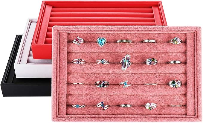 Valyria Velvet 7 Slots Ring Earrings Trays Showcase Display Jewelry Organizer - Image 6