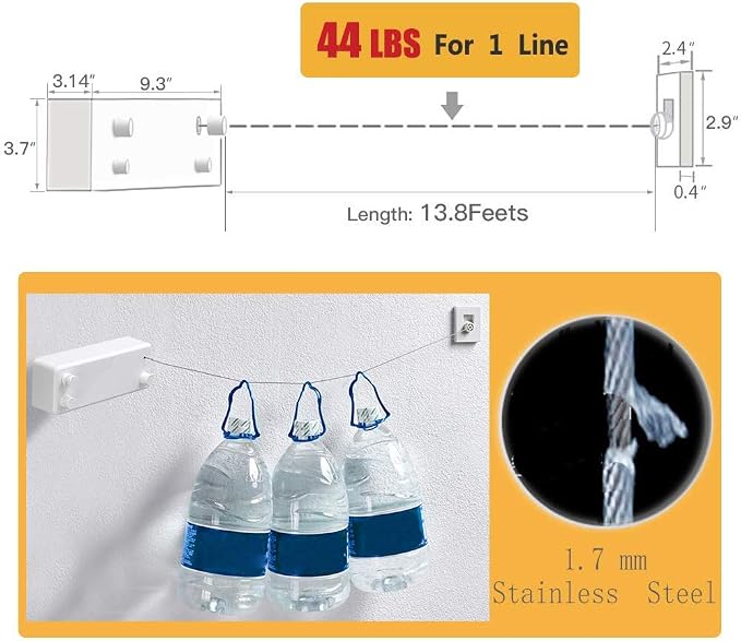JOOM Retractable Clothesline Indoor Double Clothes Lines retracting | Heavy Duty - Image 5