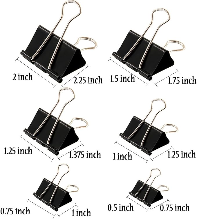 Binder Clips Paper Clamp for Paper-130 Pcs Clips Paper Binder Assorted Sizes - Image 2