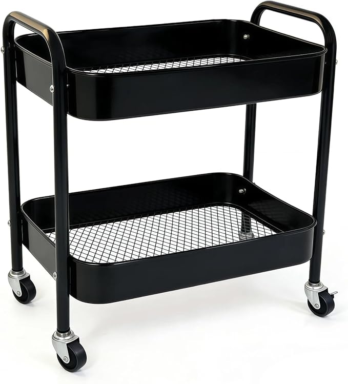 2 Tier Metal Rolling Utility Cart by Ufriandz
