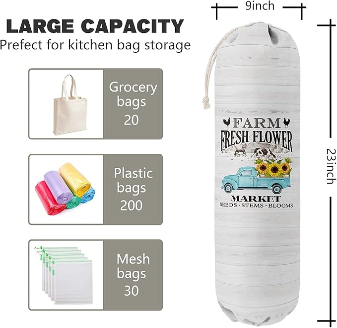 Grocery Bags Holder Organizer for Shopping Bags，Wall Mount Plastic Bags Storage - Image 2