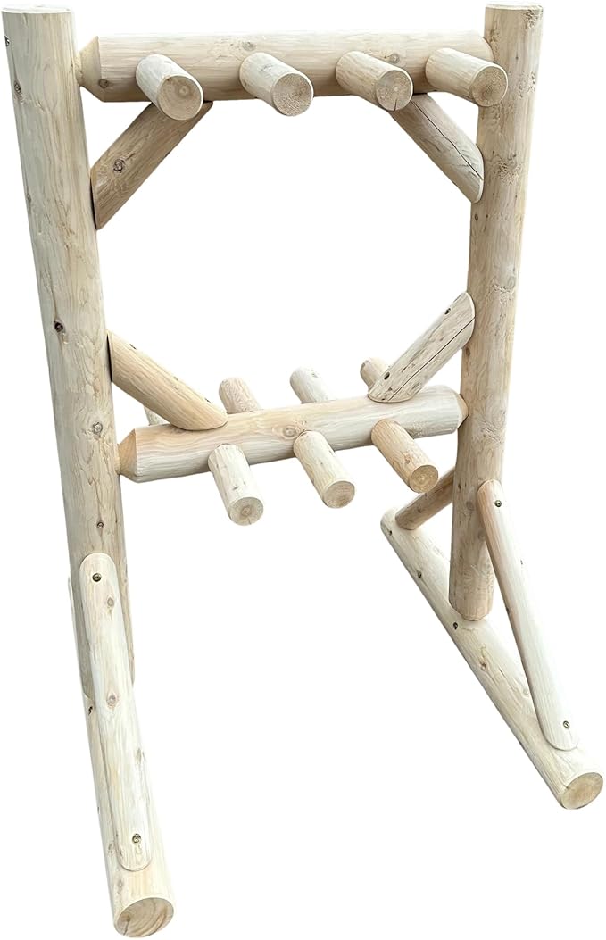 8-Place Freestanding Log Ski Rack Holder, Indoor & Outdoor Snowboard Racks - Image 6