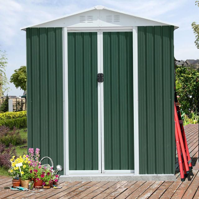 6' x 4' Metal Outdoor Storage Shed, Garden Tool House - Image 5