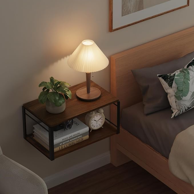 Floating Nightstand, Wood Bedside Shelf Wall Mounted Nightstand, Floating - Image 7
