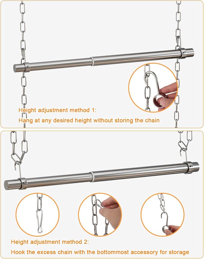 Hanging Closet Rod, Adjustable Width and Height Closet Rods Extender, 17-28inch - Image 6
