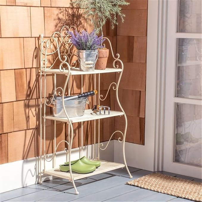SAFAVIEH PAT5022A Outdoor Collection Torus Pearl White 3-Tier Shelf - Image 2