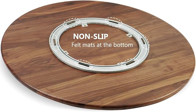 27 Inches Black Walnut Wood Lazy Susan Organizer, Solid Wooden Round Turntable - Image 4