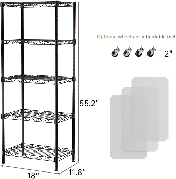 SINGAYE 5 Small Wire Shelves Kitchen Pantry Close Home Organizers and Storage - Image 3