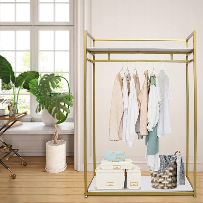 Heavy Duty Clothing Rack with Shelves, Rolling Portable Closet - Image 2