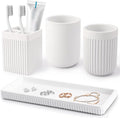 Resin Bathroom Toothbrush Holder Set, Matte White Bathroom Accessories Set 4 Pcs by BetterbathroomwithXLHOME