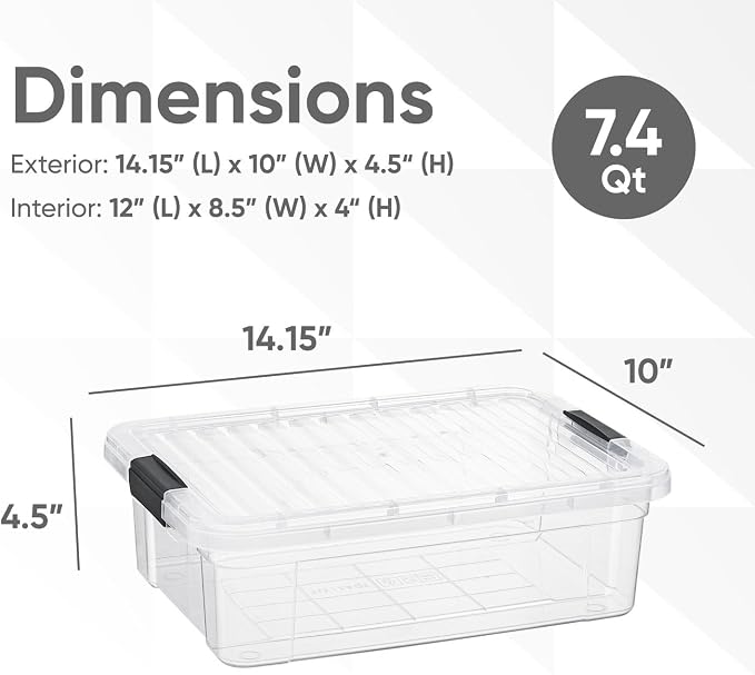 Superio 7.4 Quart Clear Plastic Storage Bin - Image 2