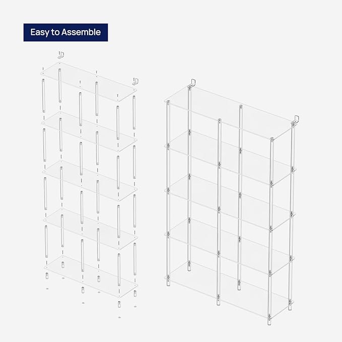 HMYHUM 5-Tier Acrylic Purse Organizer, Large Capacity, Floor Standing Handbag - Image 7