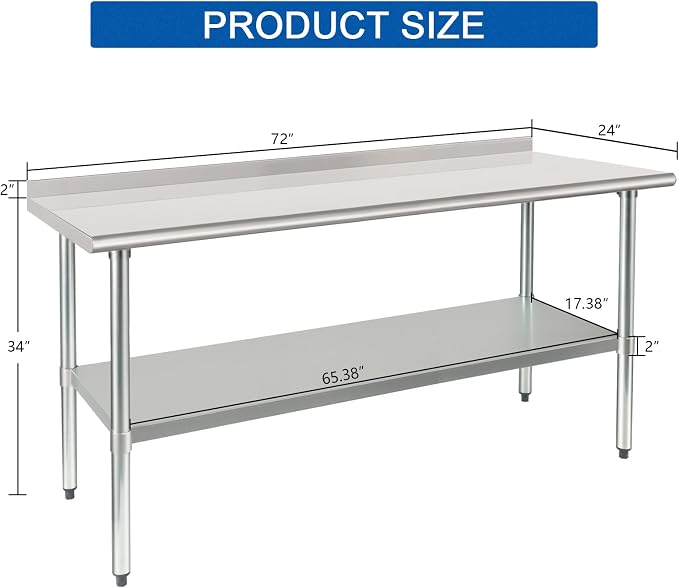 HARDURA Stainless Steel Table Prep & Work Table 24 x 72 Inches NSF Heavy Duty - Image 3