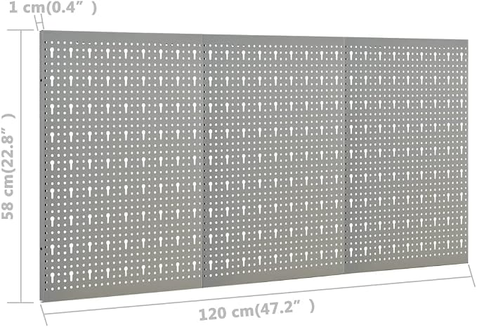 Wall-Mounted Peg Boards 3 pcs 15.7"x22.8" Steel 145349 - Image 8