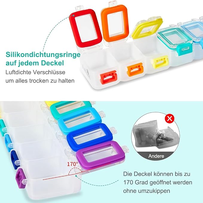 Fullicon Weekly Pill Organizer 7 Day Ultra Moisture and Spill Proof Daily Pill - Image 4