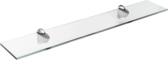 Spancraft Glass H-6x12-Brushed Steel Heron Glass Shelf, Brushed Steel by Spancraft