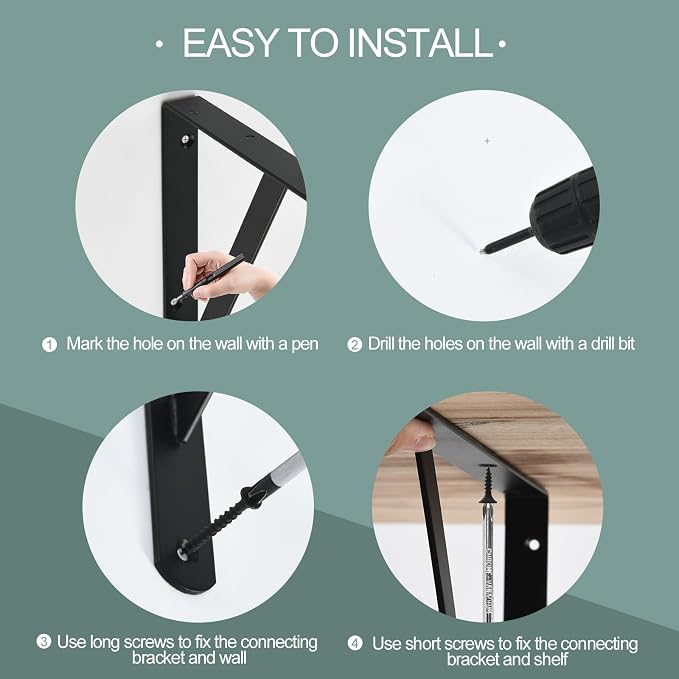 16 Pack L6 x H 4" Black Heavy Duty Shelf Brackets - Image 7