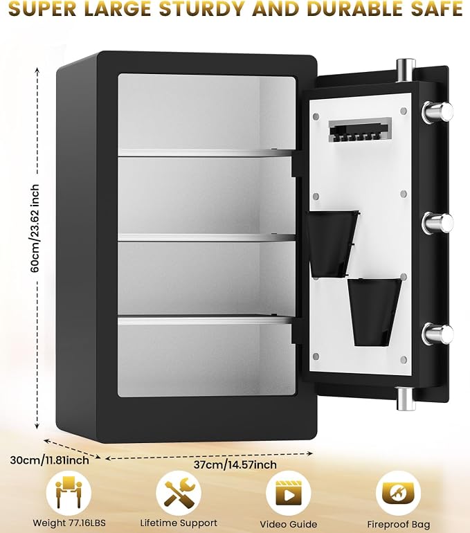 23.62" Tall Biometric Safe Box - Image 5