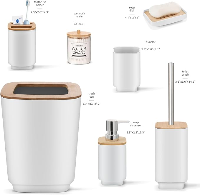 IMAVO Bathroom Accessories Set, 11 Pieces Bathroom Accessory Set, Trash Can - Image 5