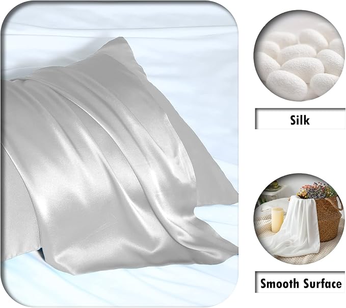 Silk Pillowcase for Hair and Skin, Breathable and Sliky 100% Silk Pillowcases - Image 2