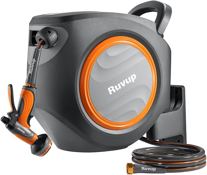 Ruvup Retractable Garden Hose Reel, 1/2in x 150ft Water Hose Reel by Ruvup