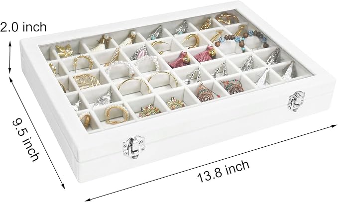 Velvet Jewelry Tray 48 Grid Jewelry Display Tray Organizer Box - Image 3