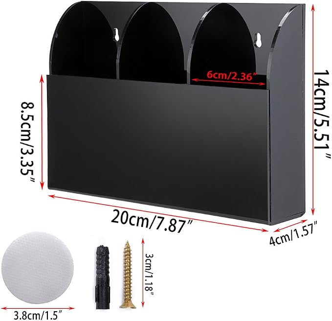 Hipiwe Wall Mount Remote Control Holder Clear Acrylic Media Organizer Storage - Image 7
