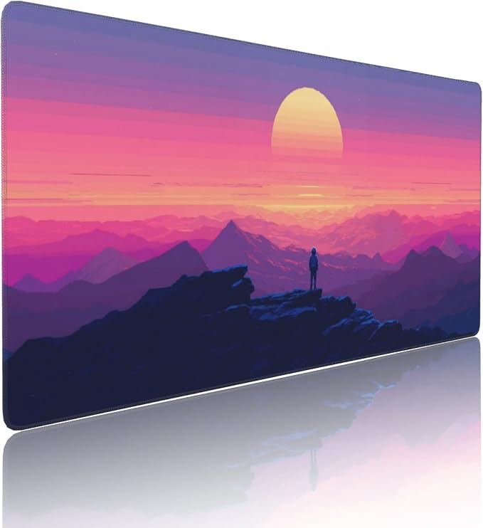 Sunset Mountains Large Mouse Pad, Anime Style Gaming Desk Mat, XXL Keyboard - Image 2