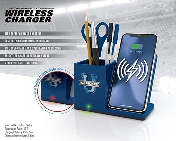 SOAR NCAA Unisex Cell Phone Wireless Charging Stand and Desktop Organizer - Image 5