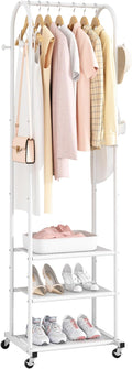 Heavy Duty Clothing Rack with Wheels, Modern Garment Rack with 3 Metal Shelves by Unknown