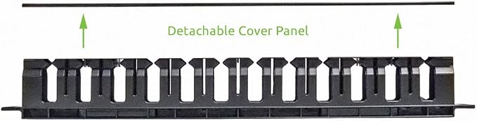 Navepoint 1U Horizontal 19-Inch Rack Mount Cable Management Raceway Duct Panel - Image 3
