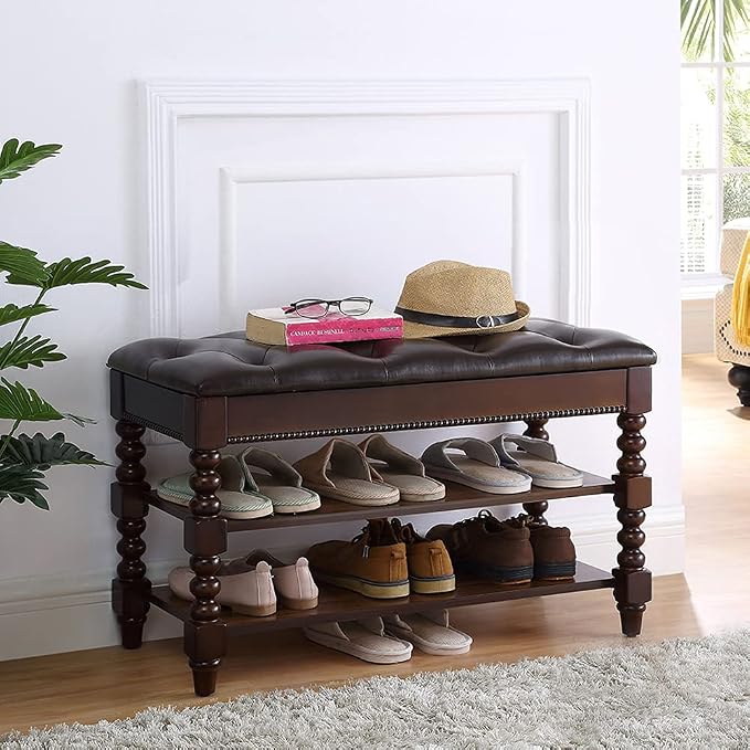 LEILISI Shoe Bench, Wood Storage Bench - Image 4