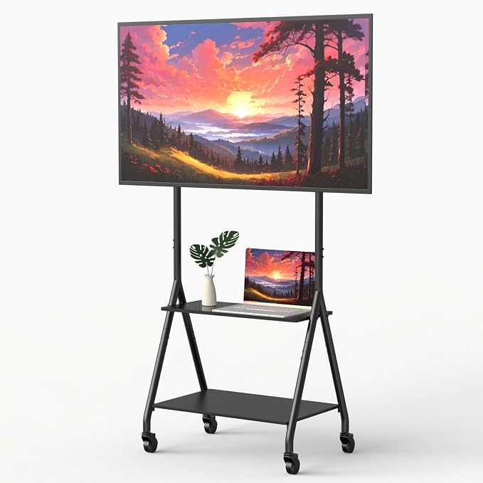 ZHOOGE Mobile TV Cart with 2-Tier Shelf - Image 4