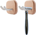 2PCS Solid Shaving Razor Wall Mount Holder, Self-Adhesive Razor Hooks Shelf by ForHome