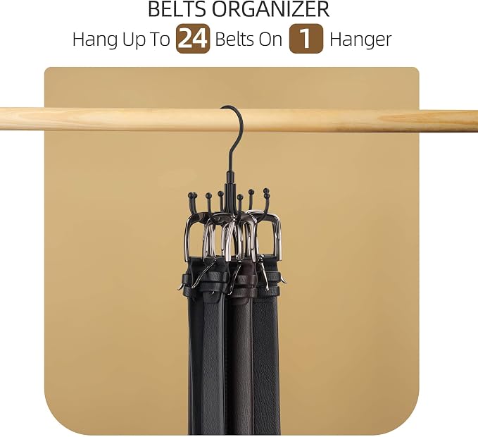 ZEDODIER Belt Hanger, Rotatable Belt Rack Closet Accessories Organizer - Image 3