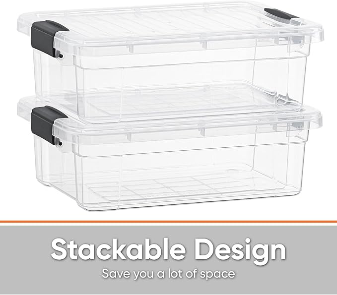 Superio Storage Bins with Lids- 6 Pack, 2.3 Qt Clear Boxes - Image 3