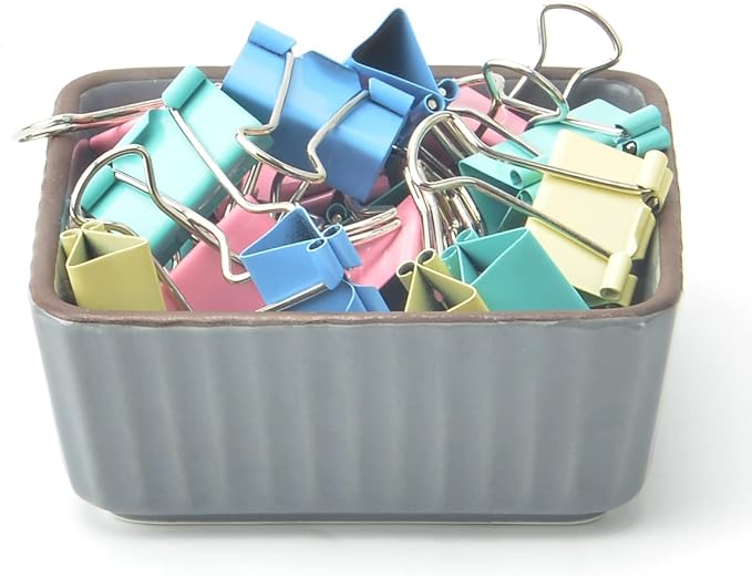 Ceramic Paper Clip Holder 2 PCS Set, Square Paper Clip Dispenser Organizer - Image 4